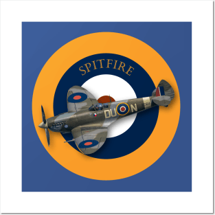 Spitfire in RAF roundel Posters and Art